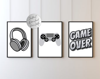 Gaming Print Gamer Printable Gaming Poster Gamer Instant Download Gaming Room Wall Art Gamer Boys Bedroom Decor Gaming Set of 3 Printable