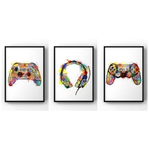 Set of 3 Gaming Wall Art Prints, Gaming Prints, Gaming Decor, Gamer Wall Art, Gamer Gift for Boys Bedroom Decor, Video Games Room, Gamer Art