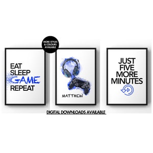 Set of 3 Gaming Prints, Gamer Decor Graffiti Wall Art Teen Room Prints, Boys Bedroom Decor, Gaming Wall Art, Games Room Poster