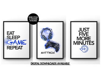 Set of 3 Gaming Prints, Gamer Decor Graffiti Wall Art Teen Room Prints, Boys Bedroom Decor, Gaming Wall Art, Games Room Poster