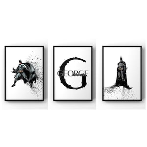 A3 A4 A5 High Quality Unframed Modern Watercolour Superhero Prints, Boys Girls Room, Kids Bedroom Home Decor, Modern Wall Art, Set of 3