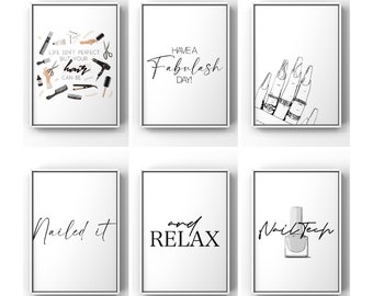 Minimalist Salon Poster, Summer Gift, Nail Tech Art, Beauty Salon Wall Art, Salon Painting, Beauty Quotes, Hairdresser Print, Gift for her