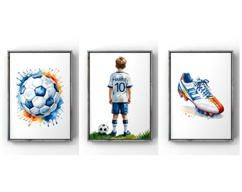 Personalized Soccer Wall Art Prints Printable Soccer Prints Boys Bedroom Soccer Decor, Kids Room Decor, Soccer Jersey, Soccer Gifts, Son