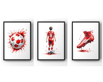 Fußball Wand Kunst Drucke Fußball Poster Fußball Wand Dekoration Kinderzimmer Dekor Fußball-Wand-Kunstdrucke