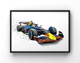 Formula 1 Poster, Formula One Illustration, Ferrari Print, Grand Prix, F1 Racing Car, Contemporary Wall Art, Gift for him