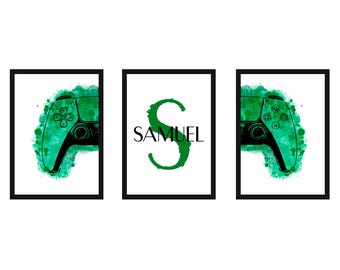 Personalised Gaming Wall Art Prints, Personalised Gaming Prints, Boys Bedroom Decor, Kid Bedroom Gamer Decor, Games Room Gaming Gift for Boy