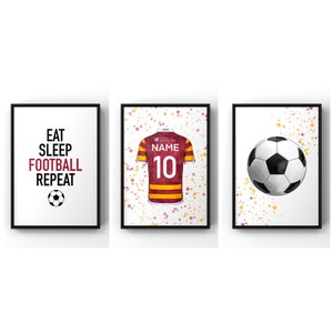 Printable Soccer Wall Art, Soccer Poster, Soccer Prints, Boys Bedroom Decor, Teen Room Decor, Custom Name Soccer Jersey, Football Prints