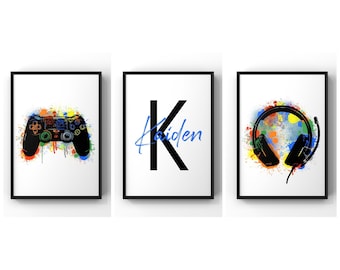 Gaming Prints, Gaming Poster, Gaming Wall Art Set of 3, Gaming Room Decor, Gamer Gift, Games Room Art, Boys Bedroom Decor, Video Game Print