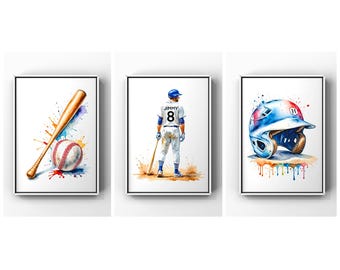 Custom Baseball Poster, Personalized Baseball Jersey, Baseball Print, Boys Bedroom Decor, Baseball Gifts, Baseball Room Decor, Baseball Art