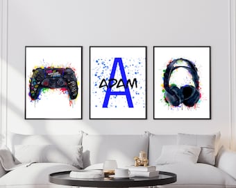 Set of 3 Gaming Prints Gaming Decor Gamer Wall Art Teen Room Prints, Boys Bedroom Decor, Gaming Wall Art, Games Room Graffiti Wall Art