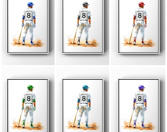 Personalized Baseball Prints, Set of 3 Baseball Custom Name Posters, Baseball Gifts, Boys Room Decor, Baseball Wall Art, Nursery Printable