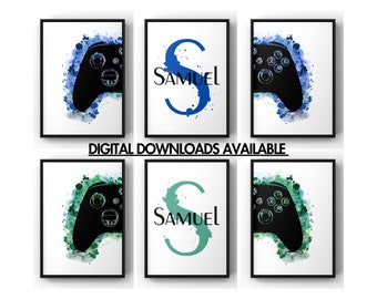 Juego de 3 impresiones de juegos para sala de juegos, póster de juegos con descarga digital, regalo personalizado para la cueva del hombre, arte de pared imprimible con videojuegos retro