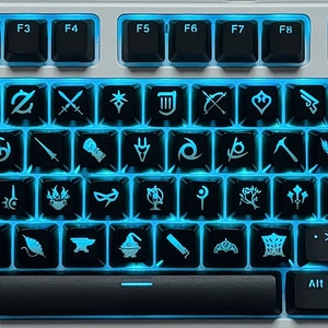 FFXIV Keycap Set, Final Fantasy Job Symbols, Gamer Keycaps, Gifts for Gamers, Gifts for Him, Gifts for Her, Gaming, Mechanical Keyboard