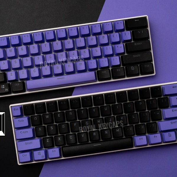 Purple & Black Keycap Set 104 Pc w/ Free Custom Keycap! | Backlit Doubleshot PBT | Dual Colorways for Mechanical Keyboard
