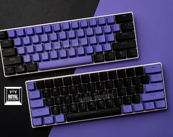 Ensemble de capuchons de touche violets et noirs, 104 pièces avec capuchon de touche personnalisé gratuit ! | PBT Doubleshot rétroéclairé | Deux coloris pour le clavier mécanique