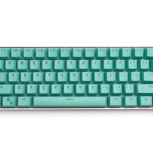 Cyan Keycap Set 104 Pc w/ Free Custom Keycap! | Backlit Doubleshot PBT | Single Colorway for Mechanical Keyboard
