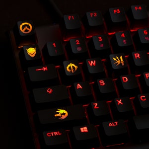 Overwatch Backlit Keycap Set, Artisan Keycaps, Custom Keys for Cherry MX Keyboard, Gamer Gifts