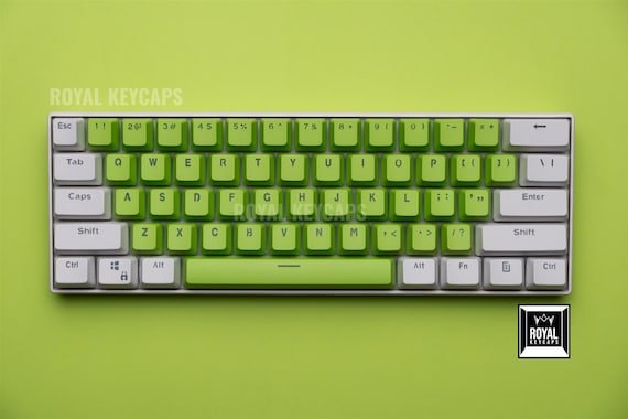 Lime Green & White Keycap Set 104 Pc W/ Free Custom Keycap