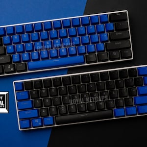 Dark Blue & Black Keycap Set 104 Pc w/ Free Custom Keycap! | Backlit Doubleshot PBT | Dual Colorways for Mechanical Keyboard