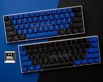 Ensemble de capuchons de touche bleu foncé et noir, 104 pièces avec capuchon de touche personnalisé gratuit ! | PBT Doubleshot rétroéclairé | Deux coloris pour le clavier mécanique