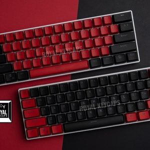 Red & Black Keycap Set 104 Pc w/ Free Custom Keycap! | Backlit Doubleshot PBT | Dual Colorways for Mechanical Keyboard
