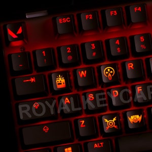 Valorant Backlit Keycap Set, Artisan Keycaps, Custom Keys for Cherry MX Keyboard, Gamer Gifts