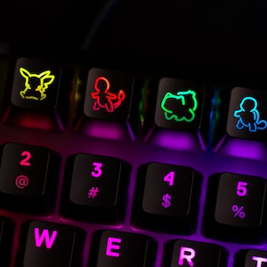 Pokemon Starters Keycap Set, Poke Keycaps, Pokemon Character Keys, Gamer Gifts