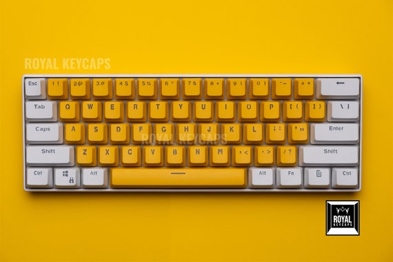 イエロー & ホワイト キーキャップ セット 104 個、カスタム キー 