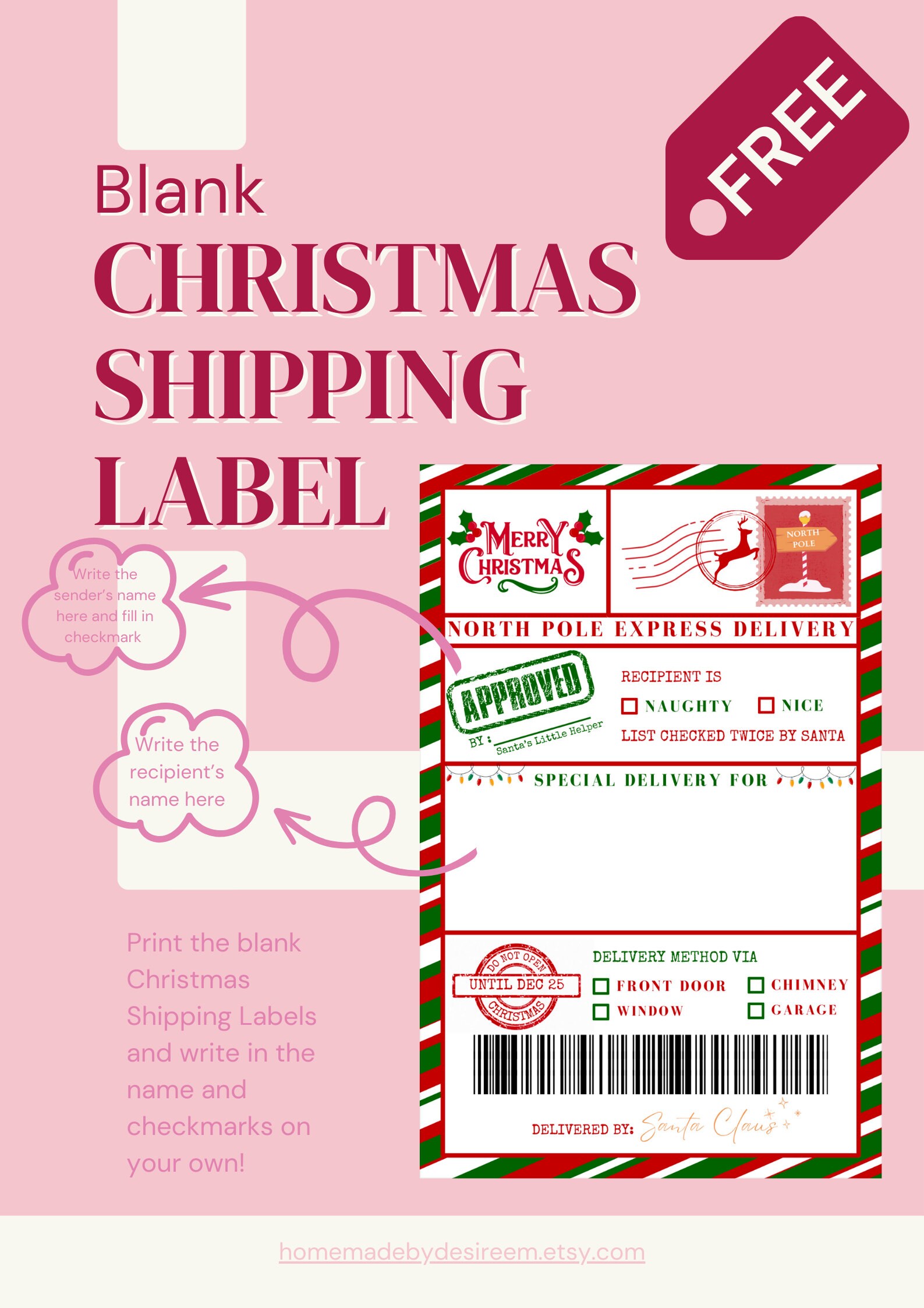 Christmas Shipping Label Etsy