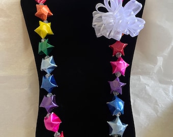 Rainbow Origami Star Lei Garland for Graduation