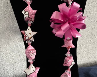 Pink Hello Kitty Graduation Lei with sunburst beads- Star Lei