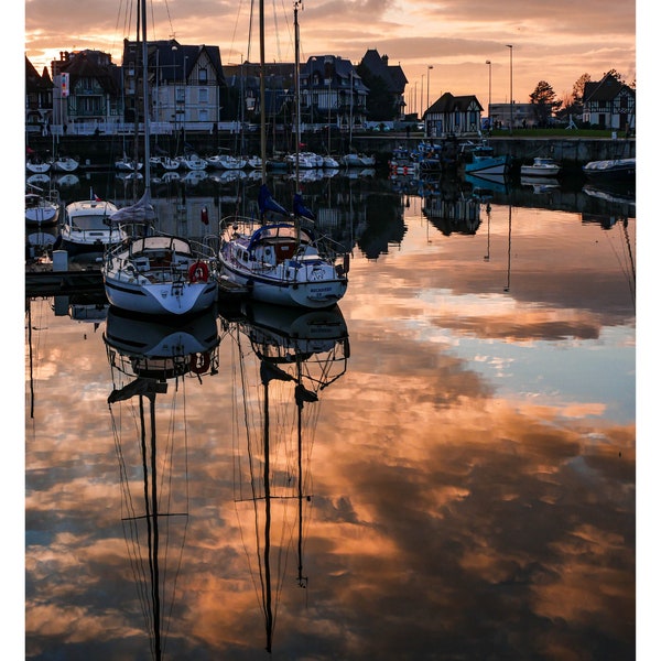 Affiche Photo - Soleil couchant au port de Deauville