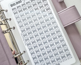 10K total | A6 100 Envelope Savings Challenge Dashboard | Budget Binder | Money Savings Book | Laminate Reusable | 100 saving increments