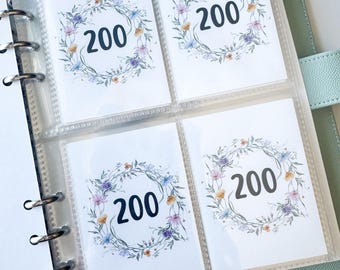 100 Envelope Savings Challenge Binder Set: 20K Wildflower Theme