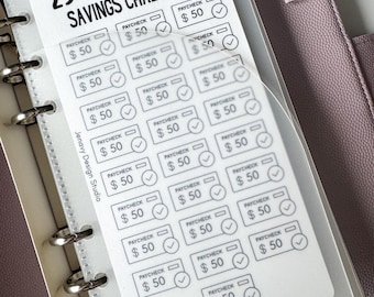 25 Paycheck Savings Challenge for A6 Budget Binder