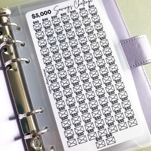 5K total | A6 100 Envelope Savings Challenge Dashboard | Budget Binder | Money Savings Book | Laminate Reusable | 50 saving increments