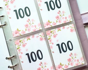100 Envelopes Savings Challenge: A5 Sakura Cherry Blossom Theme Binder
