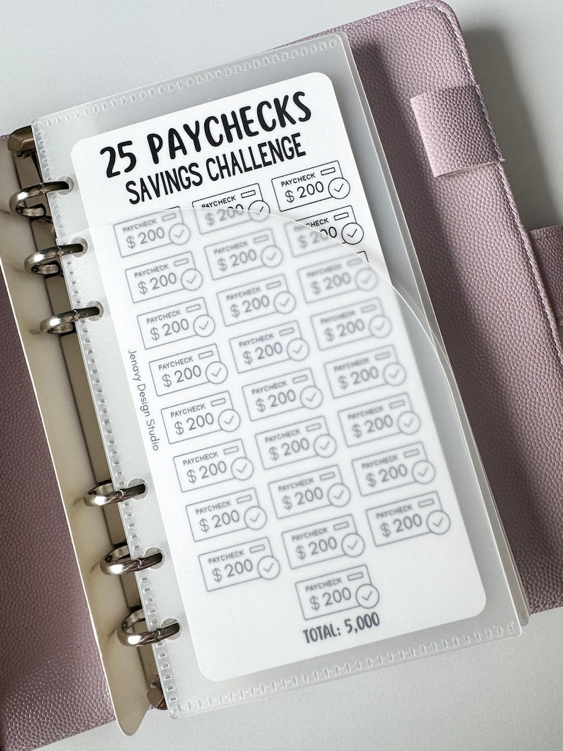 25 Paycheck Savings Challenge for A6 Budget Binder - Etsy