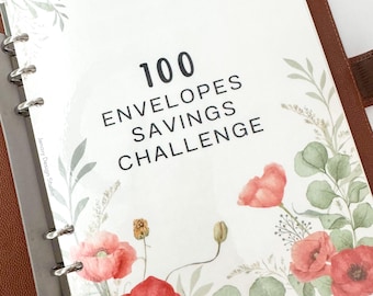 100 Envelope Savings Challenge Binder Set: 10K Poppy Garden Theme