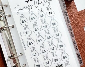 Moneybag Savings Challenge Binder can be use for month ahead, emergency fund