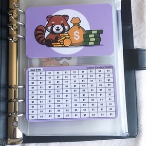 Ensemble de démarrage A5 Red Panda Savings Challenge avec enveloppes pour billets et cartes réutilisables