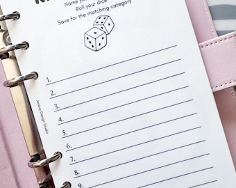Randomizer Dashboard for A6 Savings Challenge Binder and Budget Binder | Roll the dice
