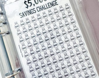 Moneybag Savings Challenge for A5 Budget Binder and Savings Binder | 2025 New Design