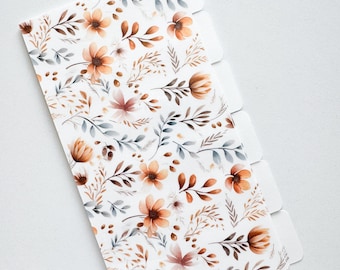 Autumn Floral Tabbed inserts for A6 Budget Binder Cash Envelopes | Set of 6