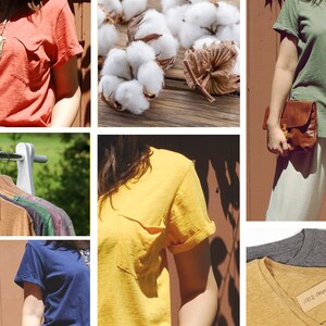 Woman’s Eco-friendly Organic Cotton V-neck Tee Top with Eco-Dyed Shirts