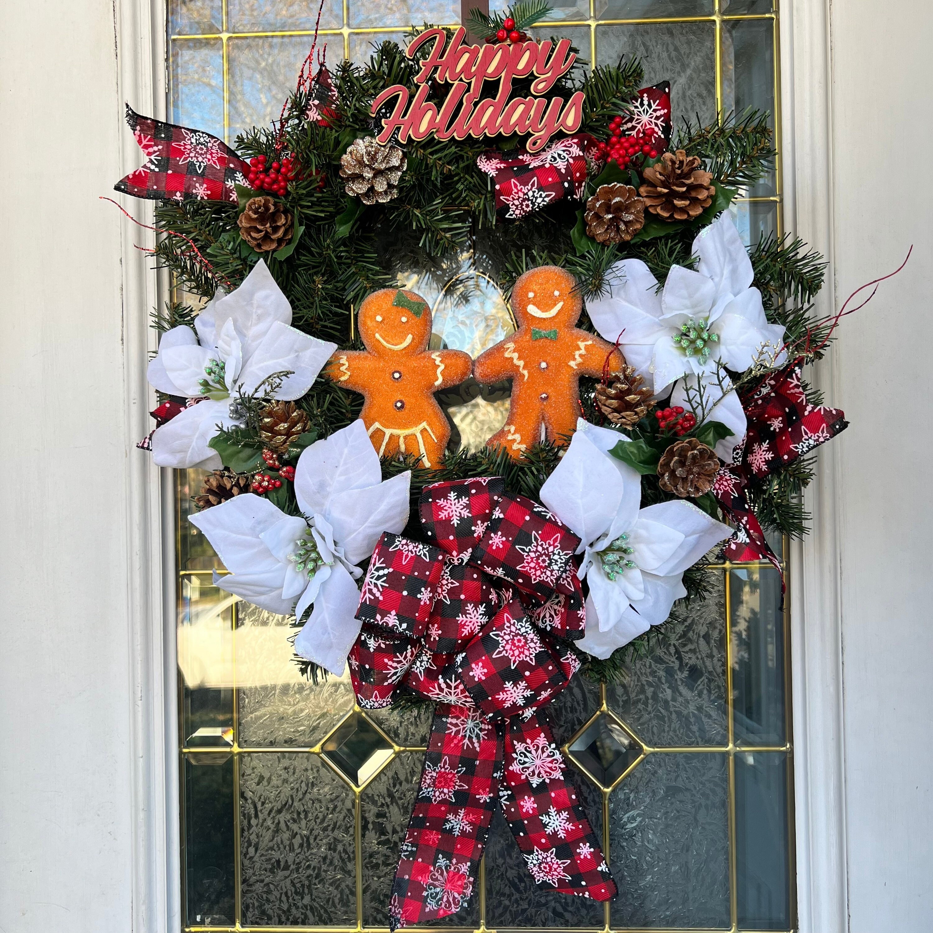新品HUMAN MADE HAPPY HOLIDAYS WREATH LARGE Festive Gingerbread Man Happy Holidays Christmas Wreath - Etsy