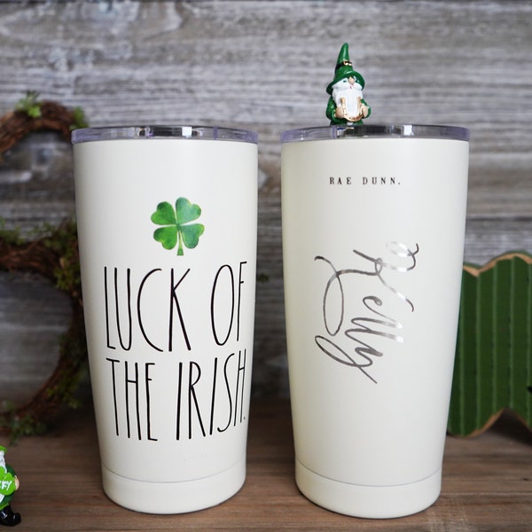 Custom Engraved Rae Dunn "Luck of the Irish" St. Patrick's Day Insulated Tumbler/Travel Mug