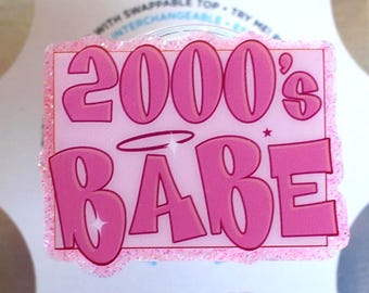 Pink 2000s Babe Phone Grip , Handmade Glitter Resin PopGrip