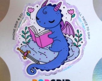Dragon Book Lover Kindle Grip , Handmade Acrylic Resin Phone Grip