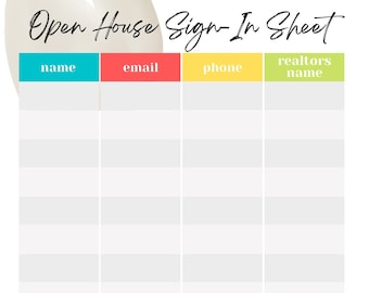 Open House Sign-in Sheet Realtor Marketing Materials - Etsy